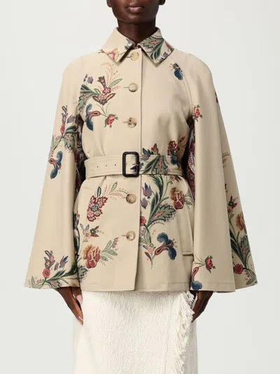 Etro Cape-effect Belted Printed Cotton-blend Twill Jacket In Neutral