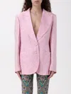 Etro Jacquard Silk Blend Blazer With Embroidery In Pink