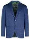 Etro Blazer In Blue Linen Blend Men In Blue