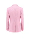 Etro Jacquard Silk Blend Blazer With Embroidery In Pink