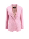 Etro Jacquard Silk Blend Blazer With Embroidery In Pink
