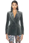 Etro Double-breasted Cotton Velvet Blazer In Grau