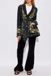 Etro Floreal Print Black/multiclor Kimono In Multicolour