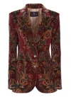 Etro Velvet Floral Pattern Long Sleeves Jacket In Red