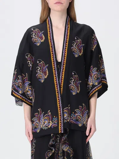 Etro Paisley Printed Kimono In Black