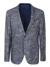 Etro Foliage Motif Blue Jacket In Blue
