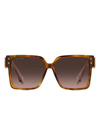 Etro Blossom-embellished Square Sunglasses In Brown
