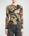 Etro Jersey Top In Green Print 2
