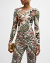 Etro Serafino Printed Wool-blend T-shirt In Print On Beige Base