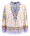 Etro Printed Cotton Blouse With Balloon Sleeves Women In Beige