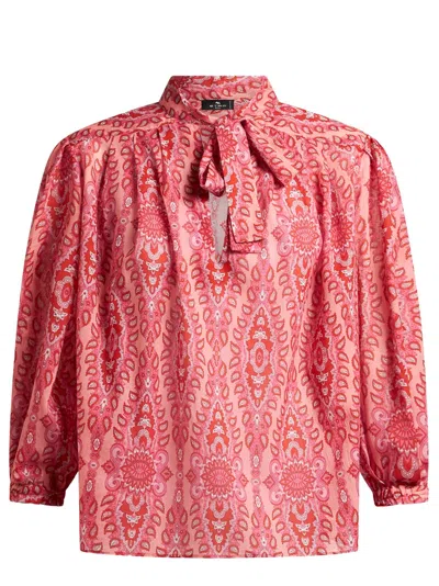 Etro Neck-tie Long-sleeved Blouse In Brown