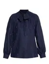 Etro Bow Long-sleeved Blouse In Blue