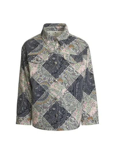 Etro Plaid Mini Jacket For Girls In Gray