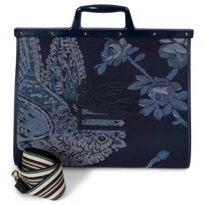 Pre-owned Etro Blue 2023 Love Trotter Large Jacquard Tote Bag