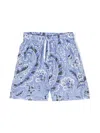 Etro Printed Cotton Poplin Shorts In Blue