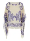 Etro Blue Cape With All-over Paisley Print In Silk Woman In Blue