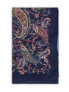 Etro Blue Cashmere Blend Paisley-pattern Scarf In Multi