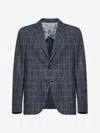 Etro Single-breasted Checked Jacket In Blue