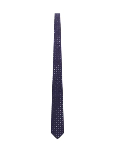 Etro Blue Checked Jacquard Silk Tie In Var.multicolor Fdo Blu