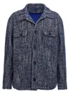 Etro Chevron Herringbone Wool Jacket Pockets In Blue