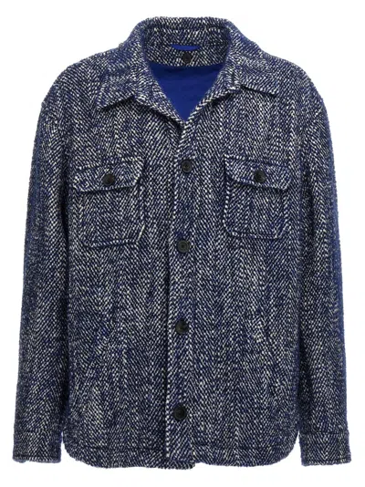 ETRO MEN BLUE CHEVRON WOOL JACKET, L LUXURY JACKETS FOR MEN DARVEYS