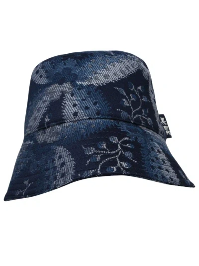Etro Blue Cotton Blend Hat In Black