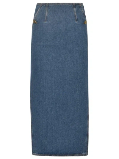 Etro Blue Cotton Denim Skirts