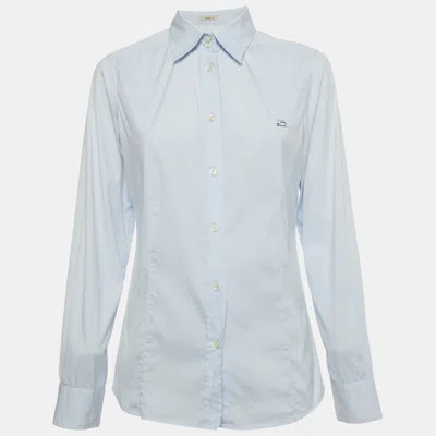 Pre-owned Etro Blue Cotton Long Sleeve Shirt M