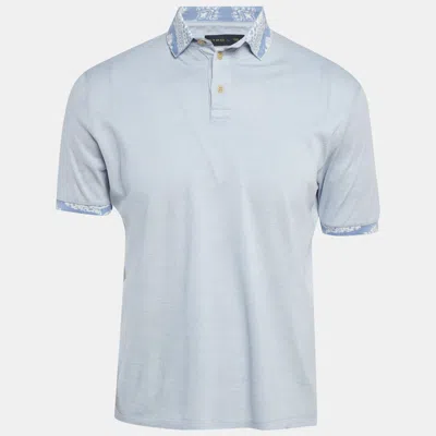 Pre-owned Etro Blue Cotton Pique Polo T-shirt L
