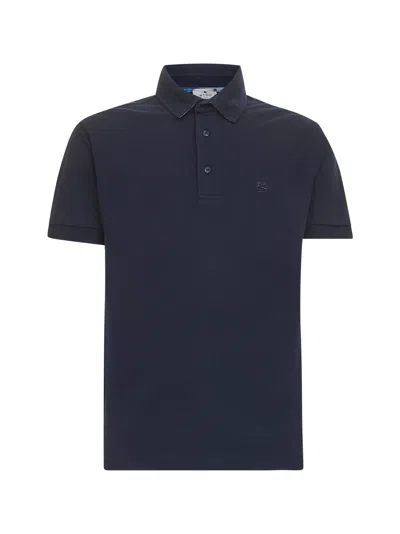 Etro Blue Cotton Piquet Polo Shirt