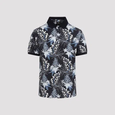 Etro Leaf-print Cotton Polo Shirt In Multi