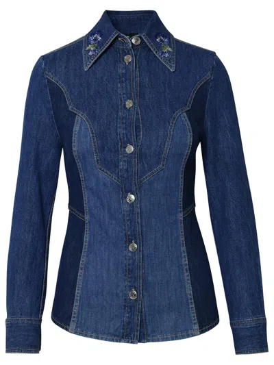Etro Denim Cowboy Shirt In Blue
