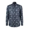 Etro Blue Cotton Shirt With All Over Paisley Print In Blue