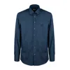Etro Blue Cotton Shirt With Pegason In Blue