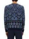 Etro Crew Neck Sweater Intricate Pattern In Blue