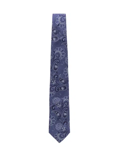 Etro Blue Cravatta Paisley Tie