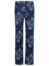 Etro Denim Jeans Floral Pattern In Blue