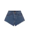 Etro Blue Denim Shorts With High Waist In Blue