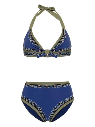 ETRO BLUE ETRO GEOMETRIC-PRINT SWIMSUIT