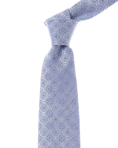 Etro Blue Floral Linen & Silk-blend Tie
