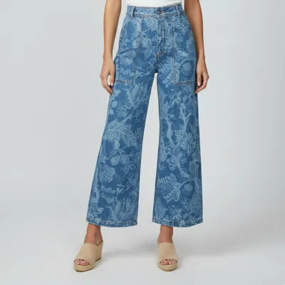 Pre-owned Etro Blue Floral Print Denim Wide Leg Jeans S/waist 28"