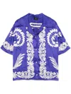 Etro Blue Floral-print Viscose Shirt In Blue