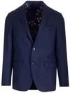 Etro Jacquard Wool Blazer In Blue