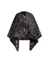 ETRO BLUE JACQUARD REVERSIBLE CAPE