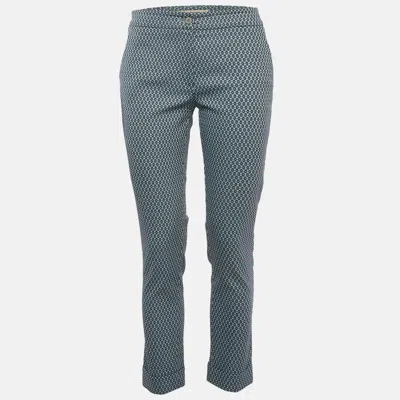 Pre-owned Etro Blue Jacquard Skinny Trousers S