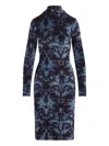 Etro All-over Pattern High-neck Midi Dress In Blue