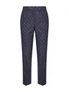 Etro Women Blue Jacquard Wool Blend Cigarette Trousers In Blue