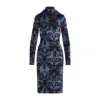 Etro All-over Pattern High-neck Midi Dress In Black