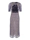 Etro Blue Long Dress With Maxi Floral Print On The Front And All-over Print
