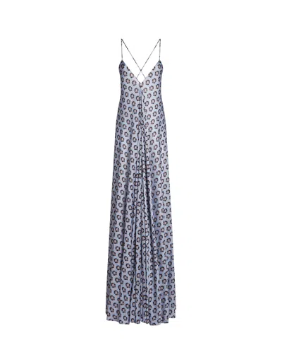 Etro Blue Long Dress With Aurea Motif